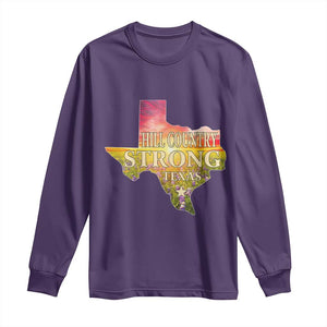 Hill Country Strong Texas Long Sleeve Shirt Sunset Bluebonnet Resilience TS02 Purple Print Your Wear