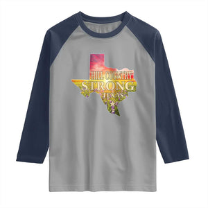 Hill Country Strong Texas Raglan Shirt Sunset Bluebonnet Resilience TS02 Sport Gray Navy Print Your Wear