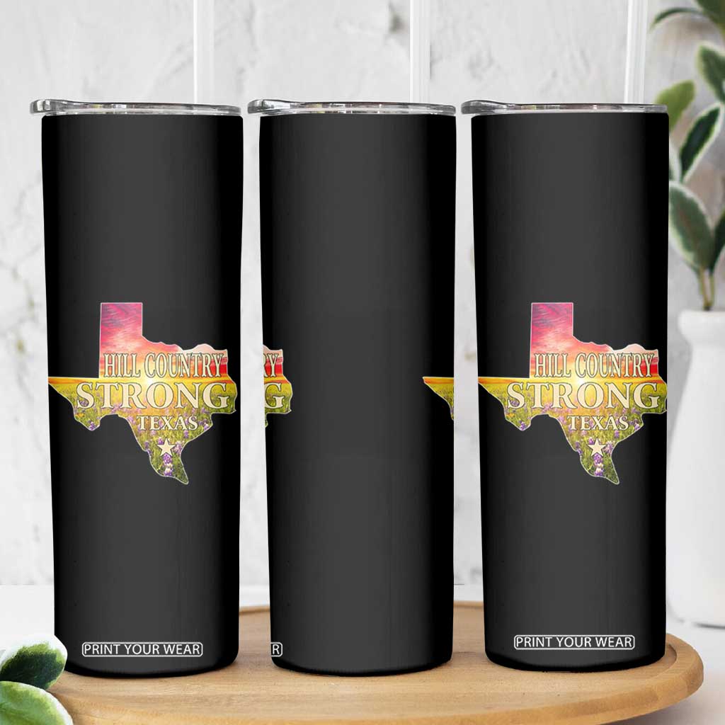 Hill Country Strong Texas Skinny Tumbler Sunset Bluebonnet Resilience TS02 Print Your Wear
