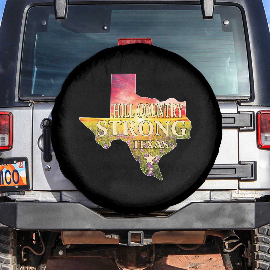 Hill Country Strong Texas Spare Tire Cover Sunset Bluebonnet Resilience TS02 No hole Black Print Your Wear