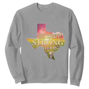 Hill Country Strong Texas Sweatshirt Sunset Bluebonnet Resilience TS02 Sport Gray Print Your Wear