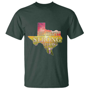 Hill Country Strong Texas T Shirt Sunset Bluebonnet Resilience TS02 Dark Forest Green Print Your Wear