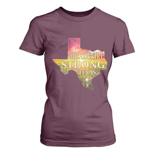 Hill Country Strong Texas T Shirt For Women Sunset Bluebonnet Resilience TS02 Maroon Print Your Wear
