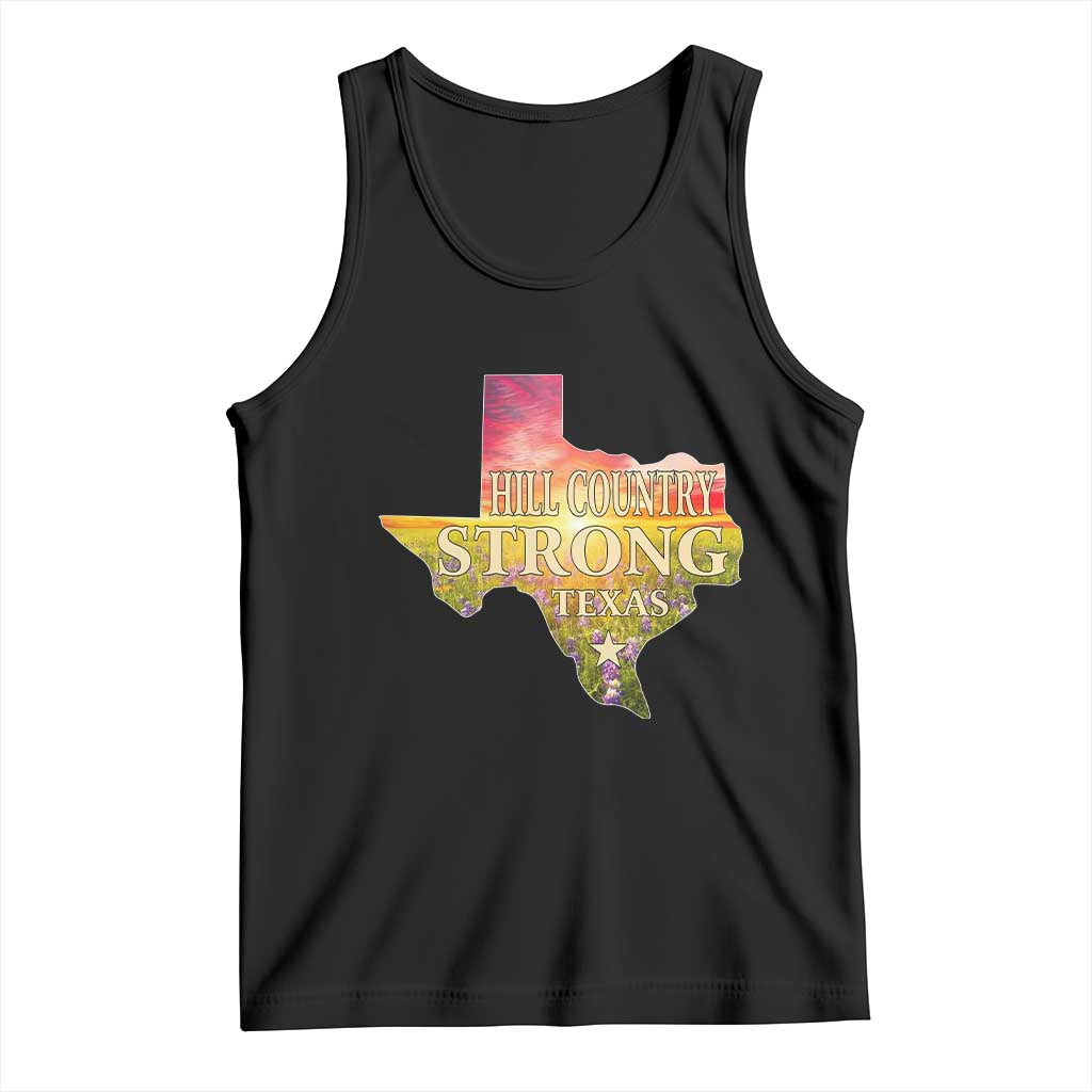 Hill Country Strong Texas Tank Top Sunset Bluebonnet Resilience TS02 Black Print Your Wear
