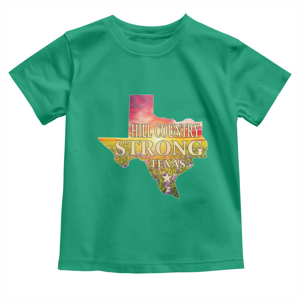 Hill Country Strong Texas Toddler T Shirt Sunset Bluebonnet Resilience TS02 Irish Green Print Your Wear