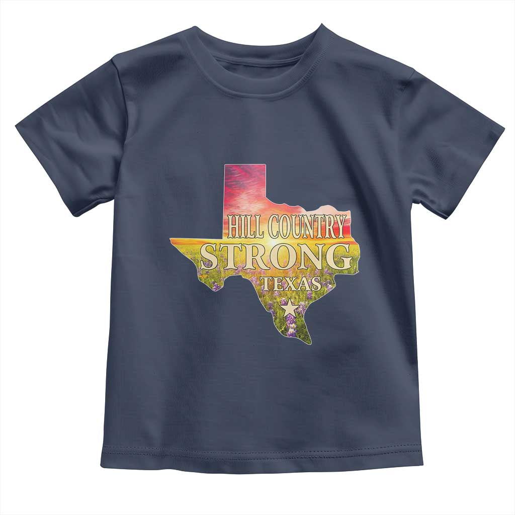 Hill Country Strong Texas Toddler T Shirt Sunset Bluebonnet Resilience TS02 Navy Print Your Wear