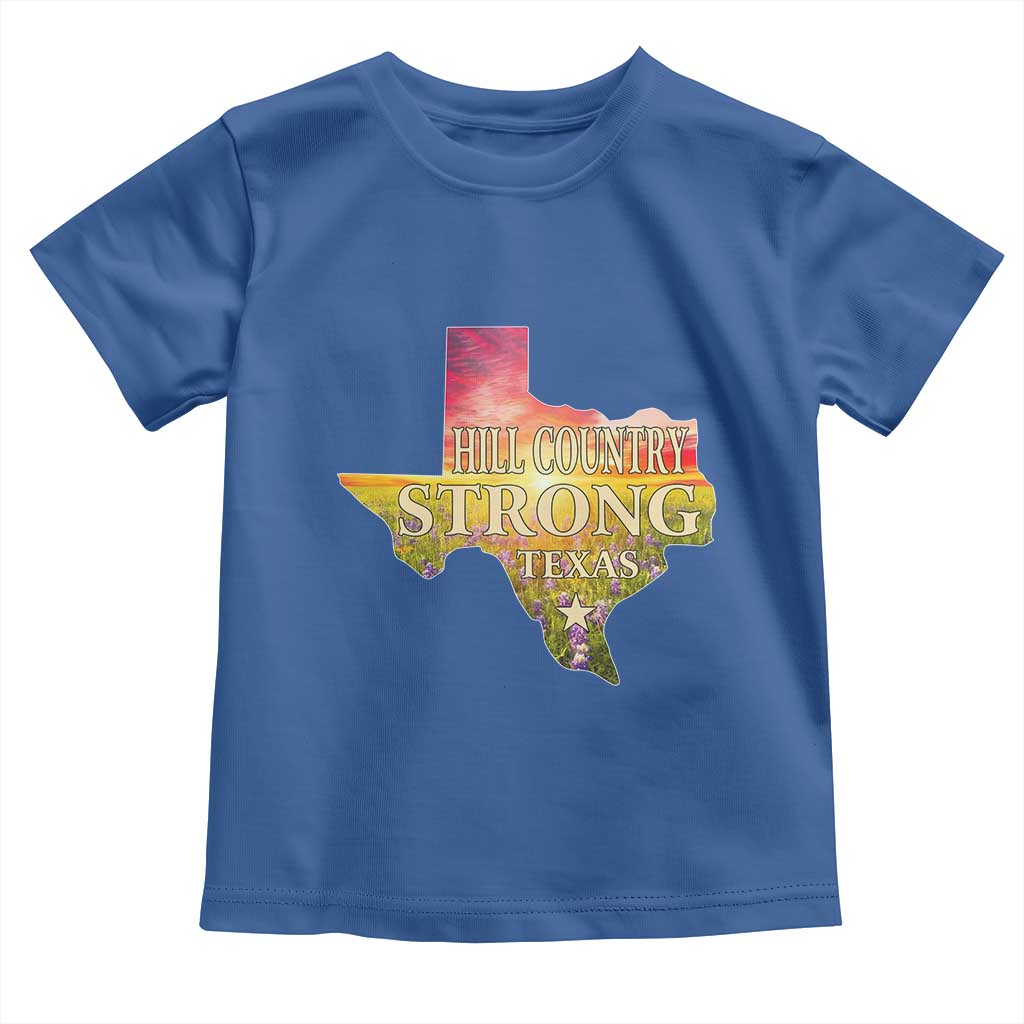 Hill Country Strong Texas Toddler T Shirt Sunset Bluebonnet Resilience TS02 Royal Blue Print Your Wear