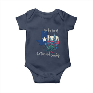 For the Love of the Texas Hill Country Baby Onesie Bluebonnet Floral Patriotic Flag TS02 Navy Print Your Wear