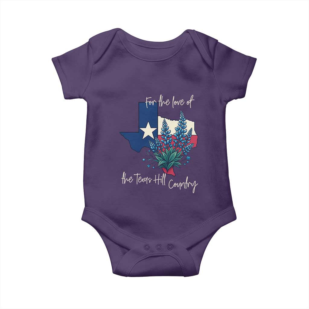 For the Love of the Texas Hill Country Baby Onesie Bluebonnet Floral Patriotic Flag TS02 Purple Print Your Wear
