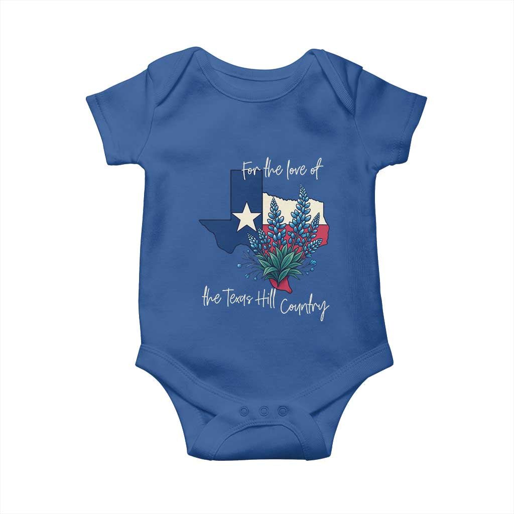 For the Love of the Texas Hill Country Baby Onesie Bluebonnet Floral Patriotic Flag TS02 Royal Blue Print Your Wear