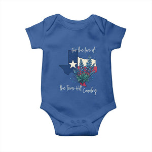 For the Love of the Texas Hill Country Baby Onesie Bluebonnet Floral Patriotic Flag TS02 Royal Blue Print Your Wear