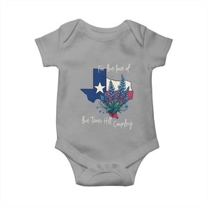 For the Love of the Texas Hill Country Baby Onesie Bluebonnet Floral Patriotic Flag TS02 Sport Gray Print Your Wear