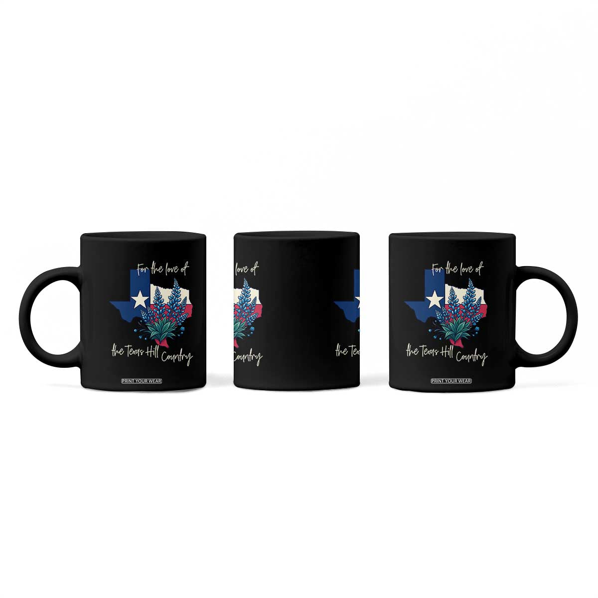 For the Love of the Texas Hill Country Coffee Mug Bluebonnet Floral Patriotic Flag TS02 Print Your Wear