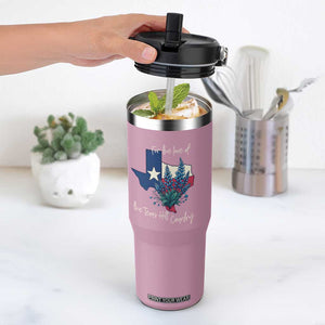 For the Love of the Texas Hill Country Flip Straw Tumbler Bluebonnet Floral Patriotic Flag TS02 One Size: 30 oz Light Pink Print Your Wear
