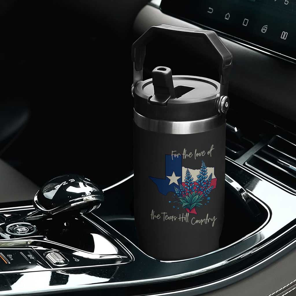 For the Love of the Texas Hill Country Flip Straw Tumbler Bluebonnet Floral Patriotic Flag TS02 Print Your Wear