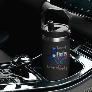For the Love of the Texas Hill Country Flip Straw Tumbler Bluebonnet Floral Patriotic Flag TS02 Print Your Wear