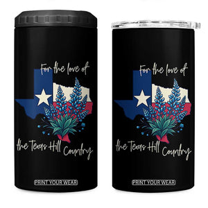 For the Love of the Texas Hill Country 4 in 1 Can Cooler Tumbler Bluebonnet Floral Patriotic Flag TS02 One Size: 16 oz Black Print Your Wear