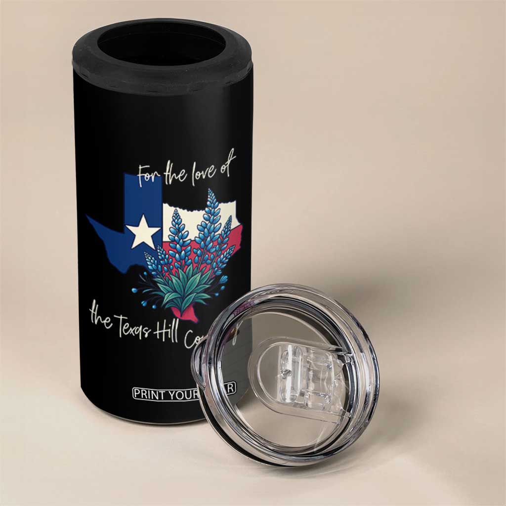 For the Love of the Texas Hill Country 4 in 1 Can Cooler Tumbler Bluebonnet Floral Patriotic Flag TS02 Print Your Wear