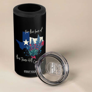 For the Love of the Texas Hill Country 4 in 1 Can Cooler Tumbler Bluebonnet Floral Patriotic Flag TS02 Print Your Wear