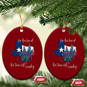 For the Love of the Texas Hill Country Ceramic Ornament Bluebonnet Floral Patriotic Flag TS02 Print Your Wear