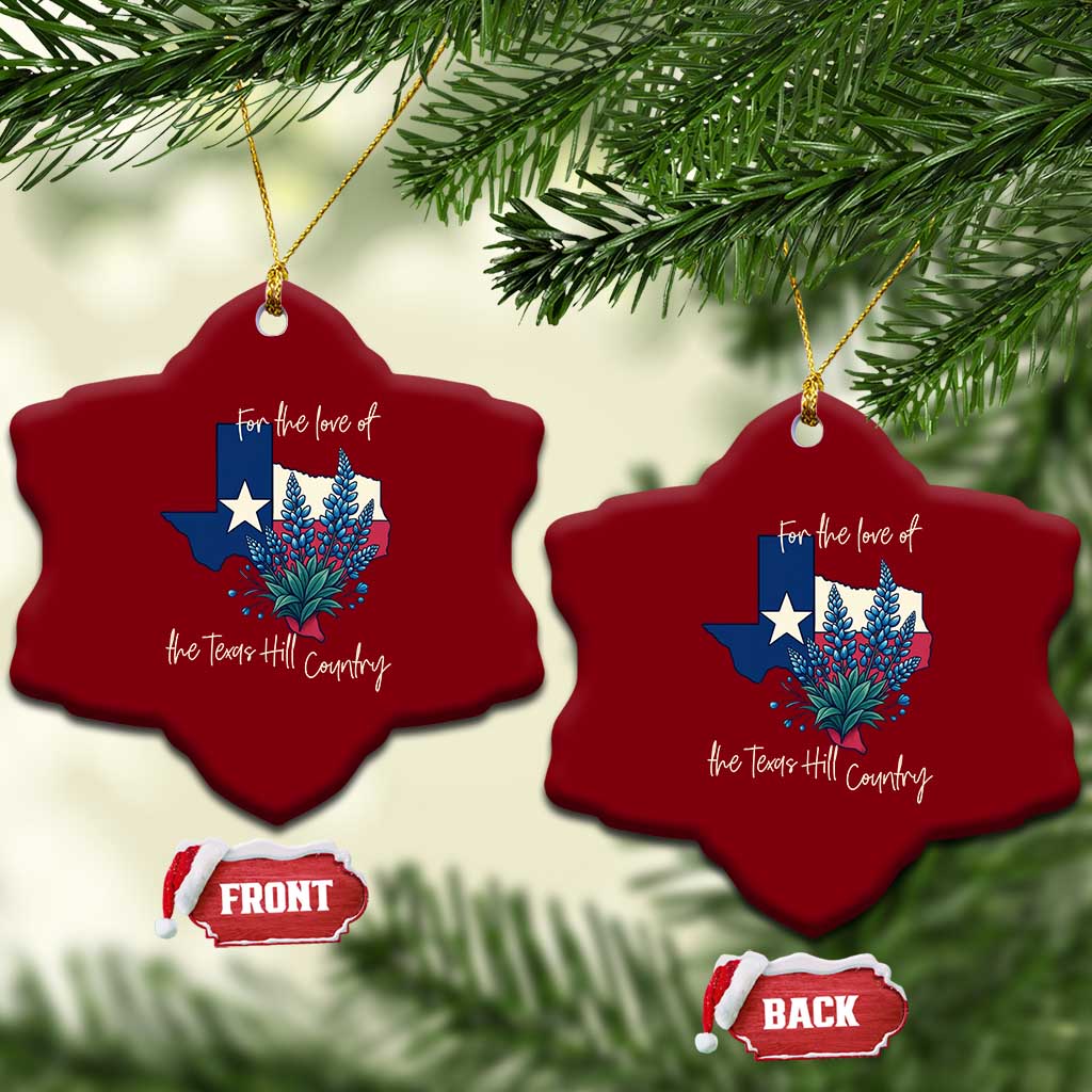 For the Love of the Texas Hill Country Ceramic Ornament Bluebonnet Floral Patriotic Flag TS02 Print Your Wear