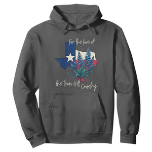 For the Love of the Texas Hill Country Hoodie Bluebonnet Floral Patriotic Flag TS02 Dark Heather Print Your Wear