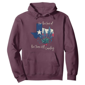 For the Love of the Texas Hill Country Hoodie Bluebonnet Floral Patriotic Flag TS02 Maroon Print Your Wear