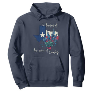 For the Love of the Texas Hill Country Hoodie Bluebonnet Floral Patriotic Flag TS02 Navy Print Your Wear