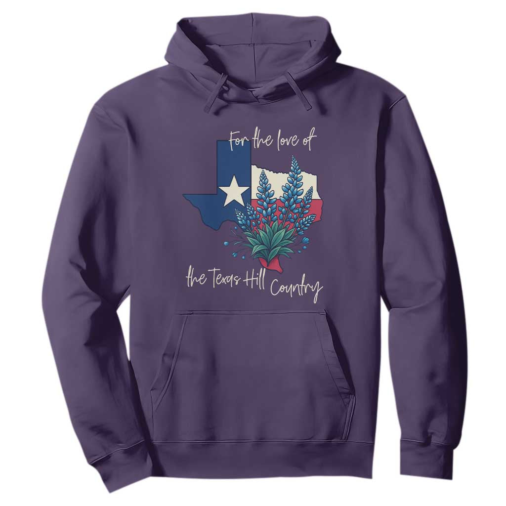 For the Love of the Texas Hill Country Hoodie Bluebonnet Floral Patriotic Flag TS02 Purple Print Your Wear