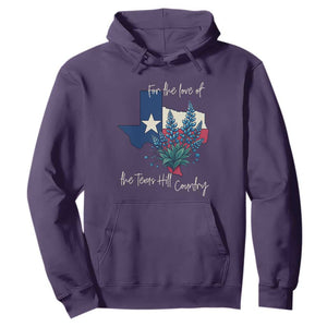 For the Love of the Texas Hill Country Hoodie Bluebonnet Floral Patriotic Flag TS02 Purple Print Your Wear