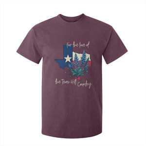 For the Love of the Texas Hill Country T Shirt For Kid Bluebonnet Floral Patriotic Flag TS02 Maroon Print Your Wear