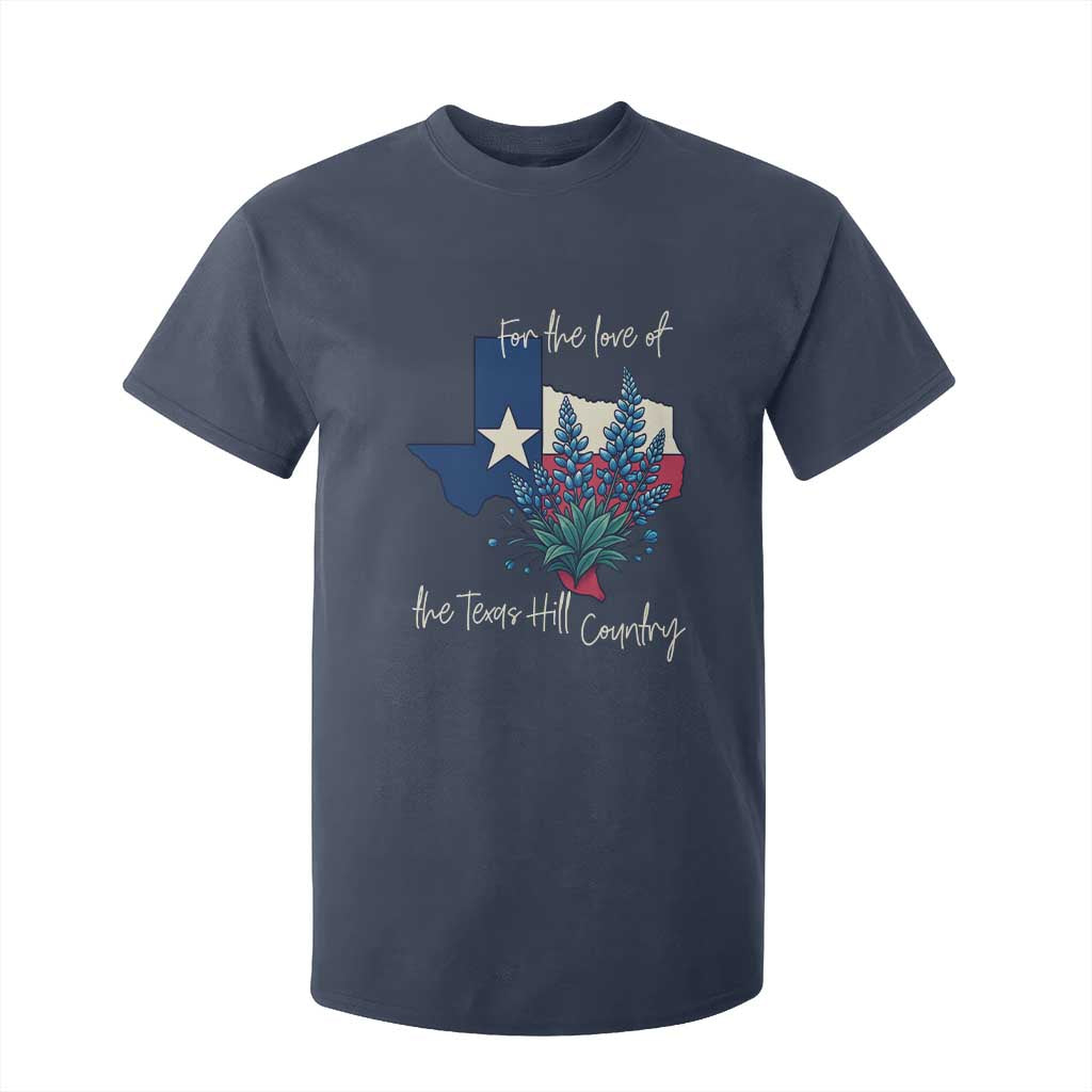 For the Love of the Texas Hill Country T Shirt For Kid Bluebonnet Floral Patriotic Flag TS02 Navy Print Your Wear