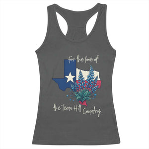 For the Love of the Texas Hill Country Racerback Tank Top Bluebonnet Floral Patriotic Flag TS02 Dark Heather Print Your Wear