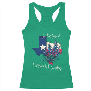 For the Love of the Texas Hill Country Racerback Tank Top Bluebonnet Floral Patriotic Flag TS02 Irish Green Print Your Wear