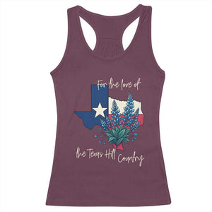 For the Love of the Texas Hill Country Racerback Tank Top Bluebonnet Floral Patriotic Flag TS02 Maroon Print Your Wear