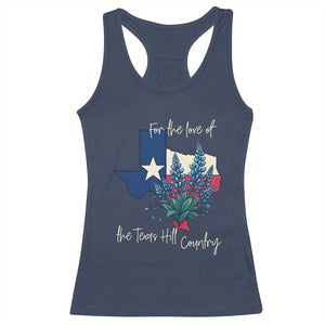 For the Love of the Texas Hill Country Racerback Tank Top Bluebonnet Floral Patriotic Flag TS02 Navy Print Your Wear