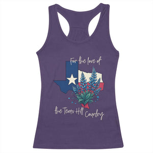 For the Love of the Texas Hill Country Racerback Tank Top Bluebonnet Floral Patriotic Flag TS02 Purple Print Your Wear