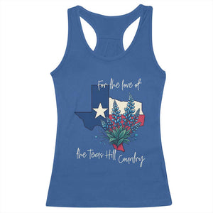 For the Love of the Texas Hill Country Racerback Tank Top Bluebonnet Floral Patriotic Flag TS02 Royal Blue Print Your Wear