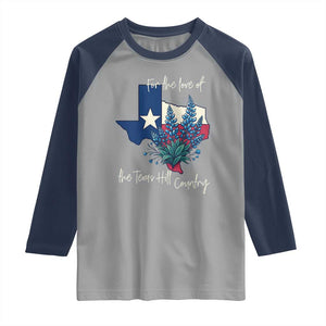 For the Love of the Texas Hill Country Raglan Shirt Bluebonnet Floral Patriotic Flag TS02 Sport Gray Navy Print Your Wear