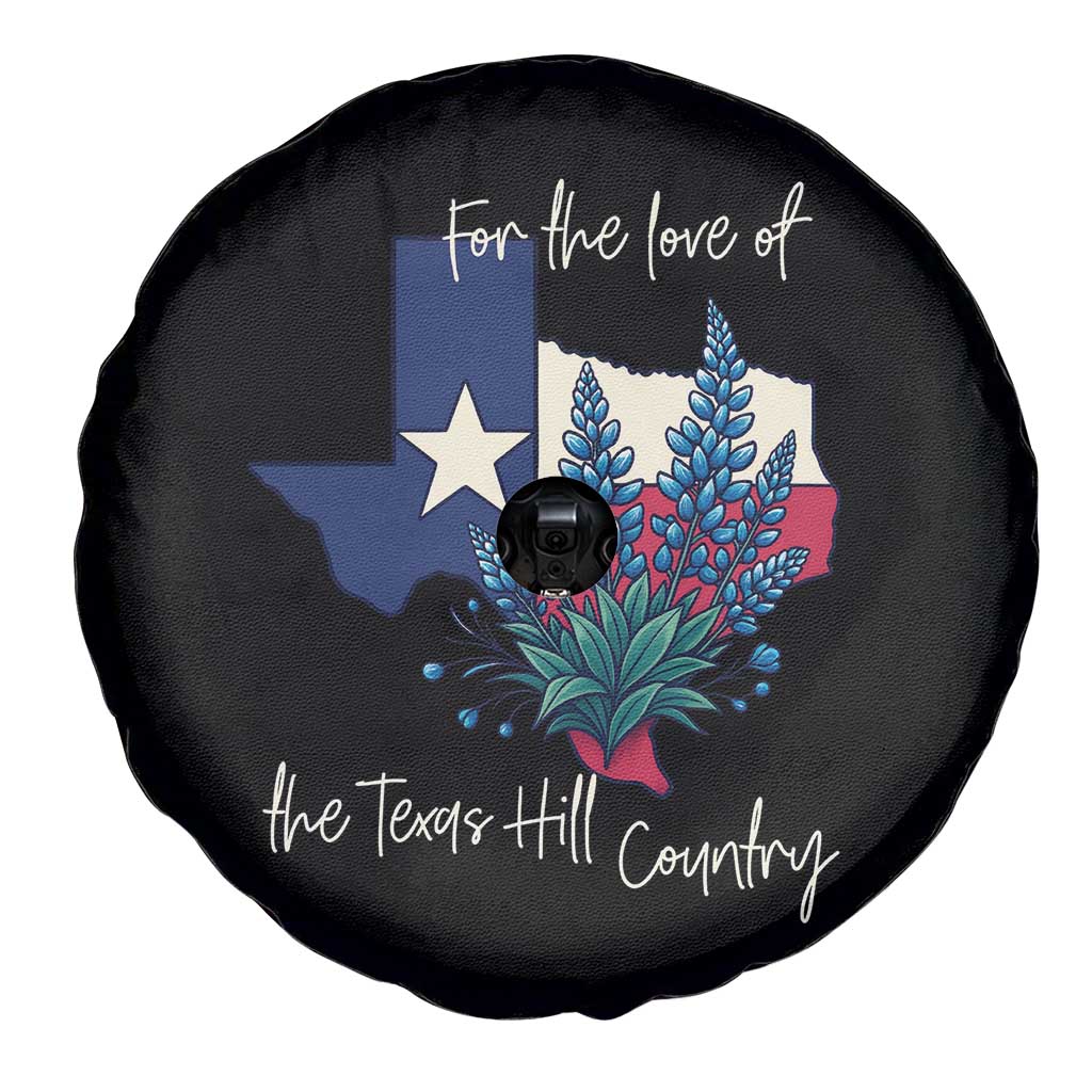 For the Love of the Texas Hill Country Spare Tire Cover Bluebonnet Floral Patriotic Flag TS02 Print Your Wear