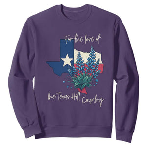 For the Love of the Texas Hill Country Sweatshirt Bluebonnet Floral Patriotic Flag TS02 Purple Print Your Wear