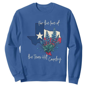 For the Love of the Texas Hill Country Sweatshirt Bluebonnet Floral Patriotic Flag TS02 Royal Blue Print Your Wear