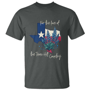 For the Love of the Texas Hill Country T Shirt Bluebonnet Floral Patriotic Flag TS02 Dark Heather Print Your Wear