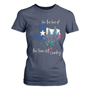 For the Love of the Texas Hill Country T Shirt For Women Bluebonnet Floral Patriotic Flag TS02 Navy Print Your Wear