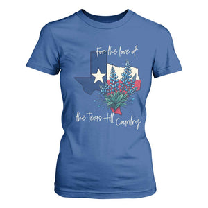 For the Love of the Texas Hill Country T Shirt For Women Bluebonnet Floral Patriotic Flag TS02 Royal Blue Print Your Wear