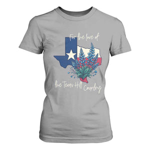 For the Love of the Texas Hill Country T Shirt For Women Bluebonnet Floral Patriotic Flag TS02 Sport Gray Print Your Wear