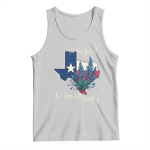 For the Love of the Texas Hill Country Tank Top Bluebonnet Floral Patriotic Flag TS02 Ash Print Your Wear
