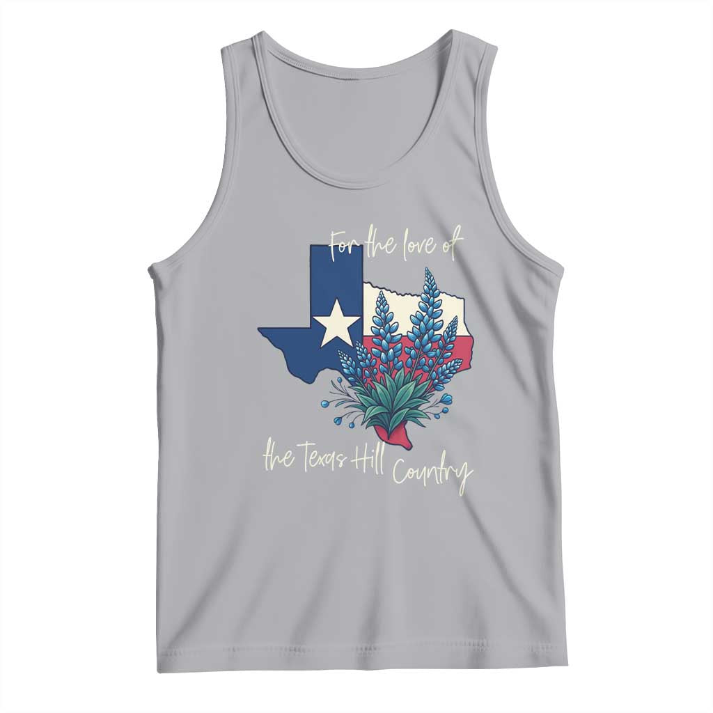 For the Love of the Texas Hill Country Tank Top Bluebonnet Floral Patriotic Flag TS02 Athletic Heather Print Your Wear