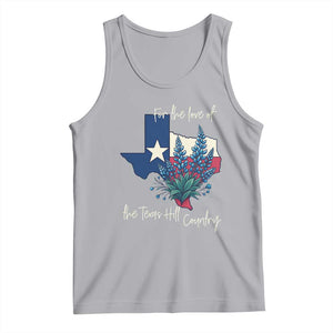 For the Love of the Texas Hill Country Tank Top Bluebonnet Floral Patriotic Flag TS02 Athletic Heather Print Your Wear