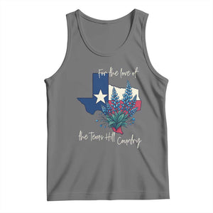 For the Love of the Texas Hill Country Tank Top Bluebonnet Floral Patriotic Flag TS02 Black Heather Print Your Wear